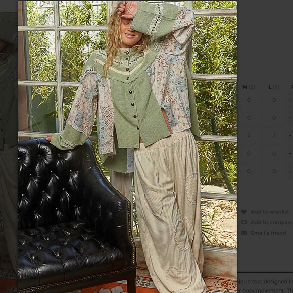 POL “ Priscilla “ POL Blended Thermal and Fabric Paneled Top with Stud Detail 84 - Picture 2 of 6